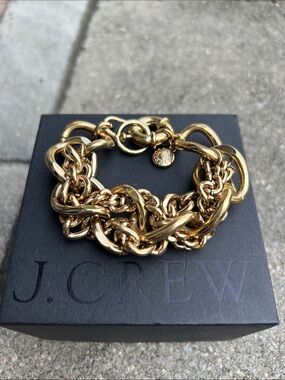 J.Crew Scrolled Link Gold-Tone Chunky Chain Bracelet